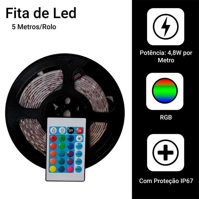 Fita LED RGB 5M 5050 IP65